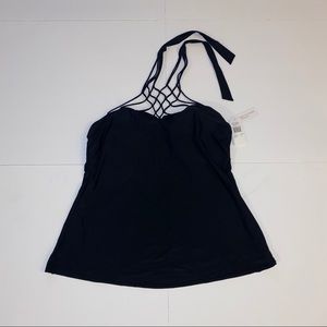 black halter top tankini top